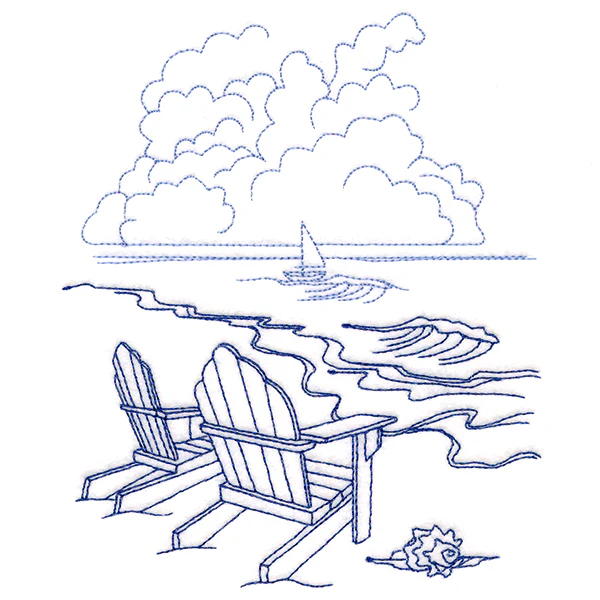 Classic Beach Scene - Adirondack Chairs (Bluework) - Image 3