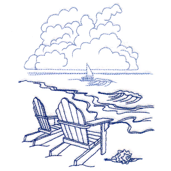Classic Beach Scene - Adirondack Chairs (Bluework) - Image 4