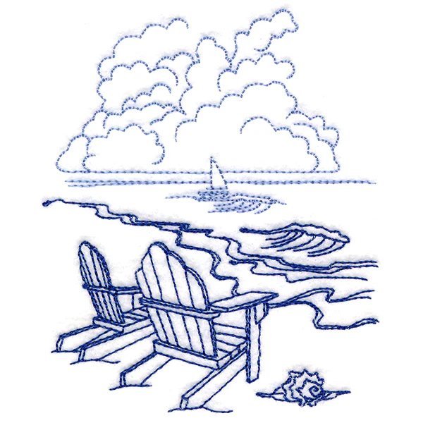 Classic Beach Scene - Adirondack Chairs (Bluework) - Image 5