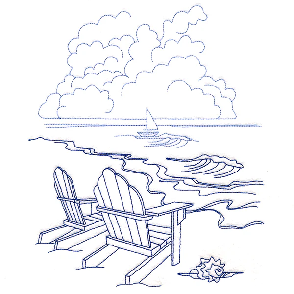 Classic Beach Scene - Adirondack Chairs (Bluework) - Image 6