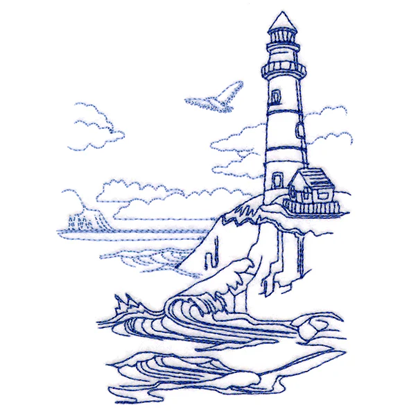 Classic Beach Scene - Lighthouse (Bluework) - Image 4