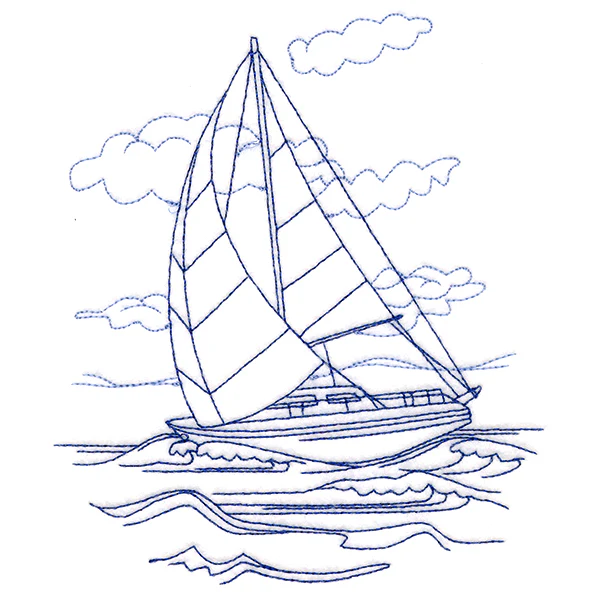 Classic Beach Scene - Sailboat (Bluework) - Image 5