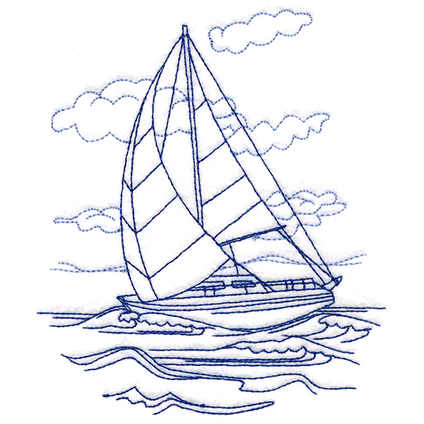 Classic Beach Scene - Sailboat (Bluework) - Image 7
