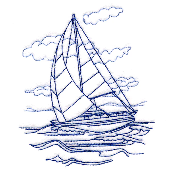 Classic Beach Scene - Sailboat (Bluework) - Image 9