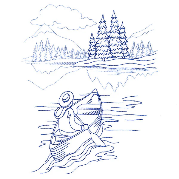 Classic Camping Scene - Boating (Bluework) - Image 2