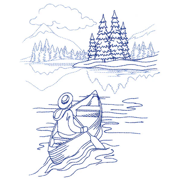Classic Camping Scene - Boating (Bluework) - Image 3