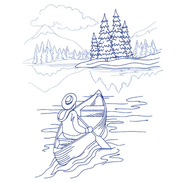 Classic Camping Scene - Boating (Bluework) - Image 5
