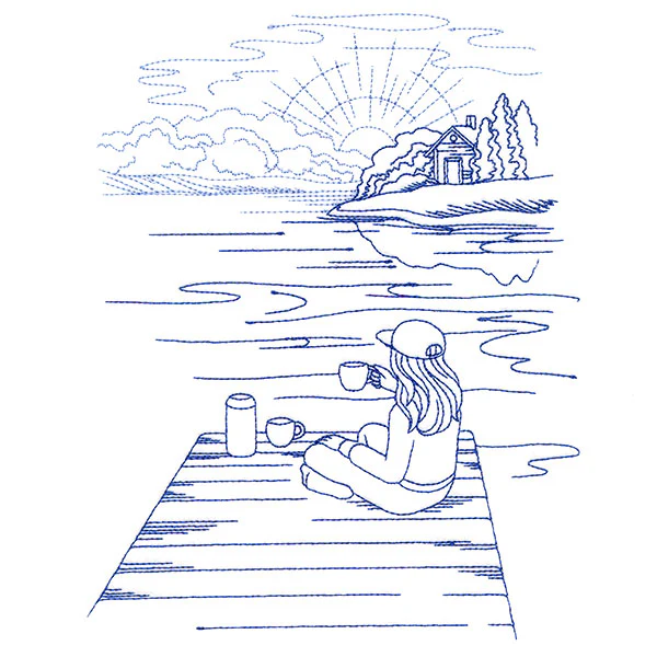 Classic Camping Scene - Dock (Bluework) - Image 2