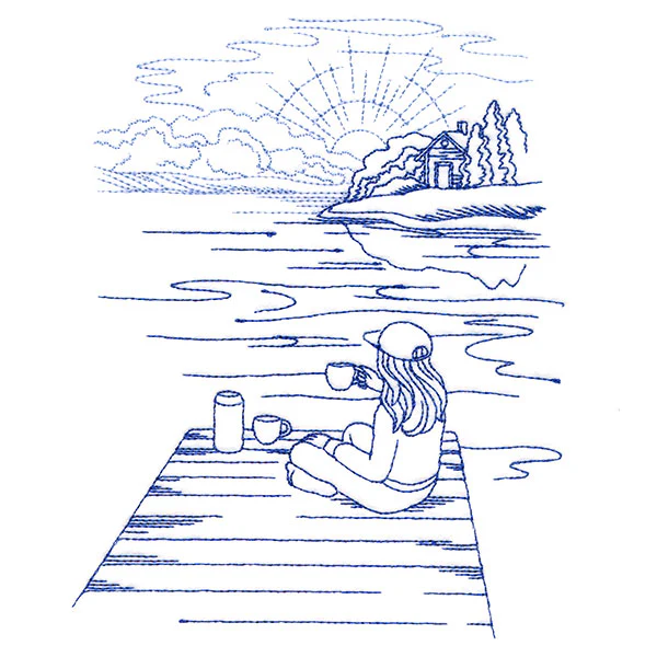Classic Camping Scene - Dock (Bluework) - Image 4