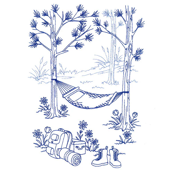 Classic Camping Scene - Hammock (Bluework) - Image 3