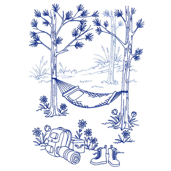 Classic Camping Scene - Hammock (Bluework) - Image 4