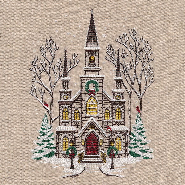 Classic Christmas Church Scene - Image 3