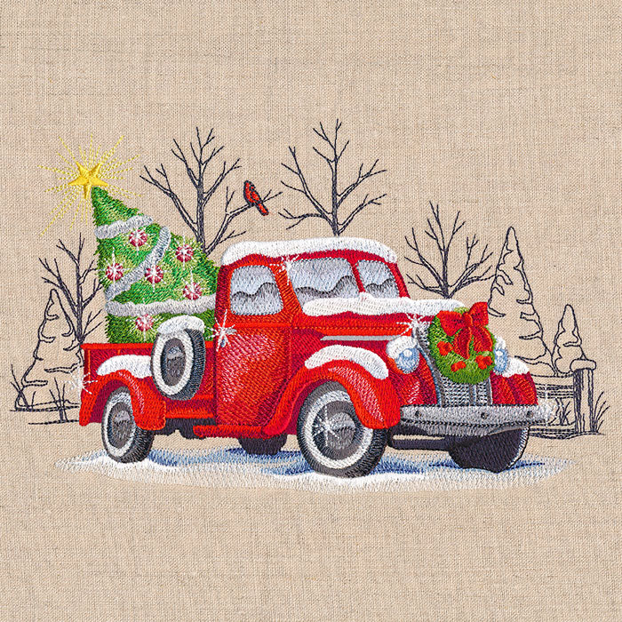 Classic Christmas Retro Truck Scene - Image 3