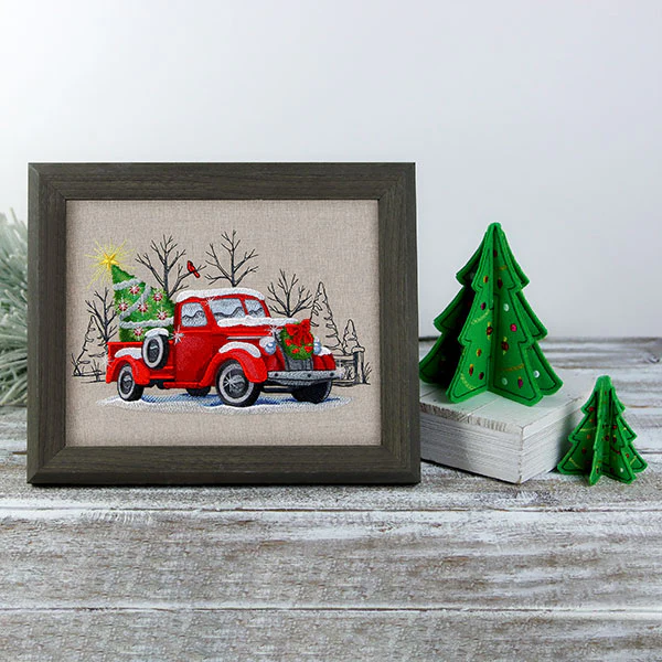 Classic Christmas Retro Truck Scene - Image 4
