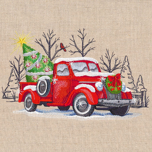 Classic Christmas Retro Truck Scene - Image 5