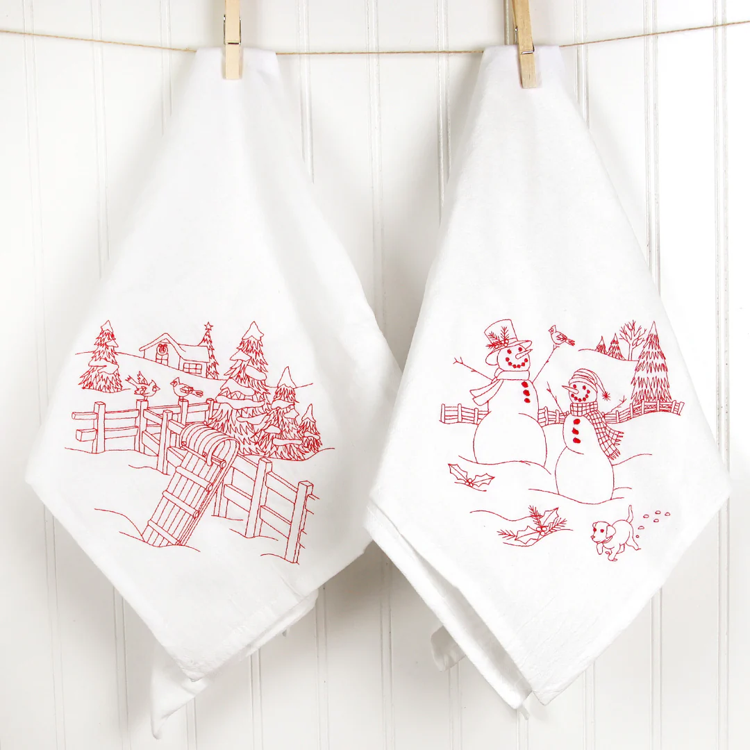 Classic Christmas Scene - Toboggan (Redwork) - Image 8