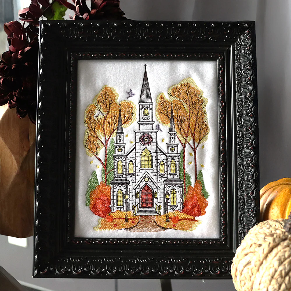 Classic Fall Church Scene - Image 3
