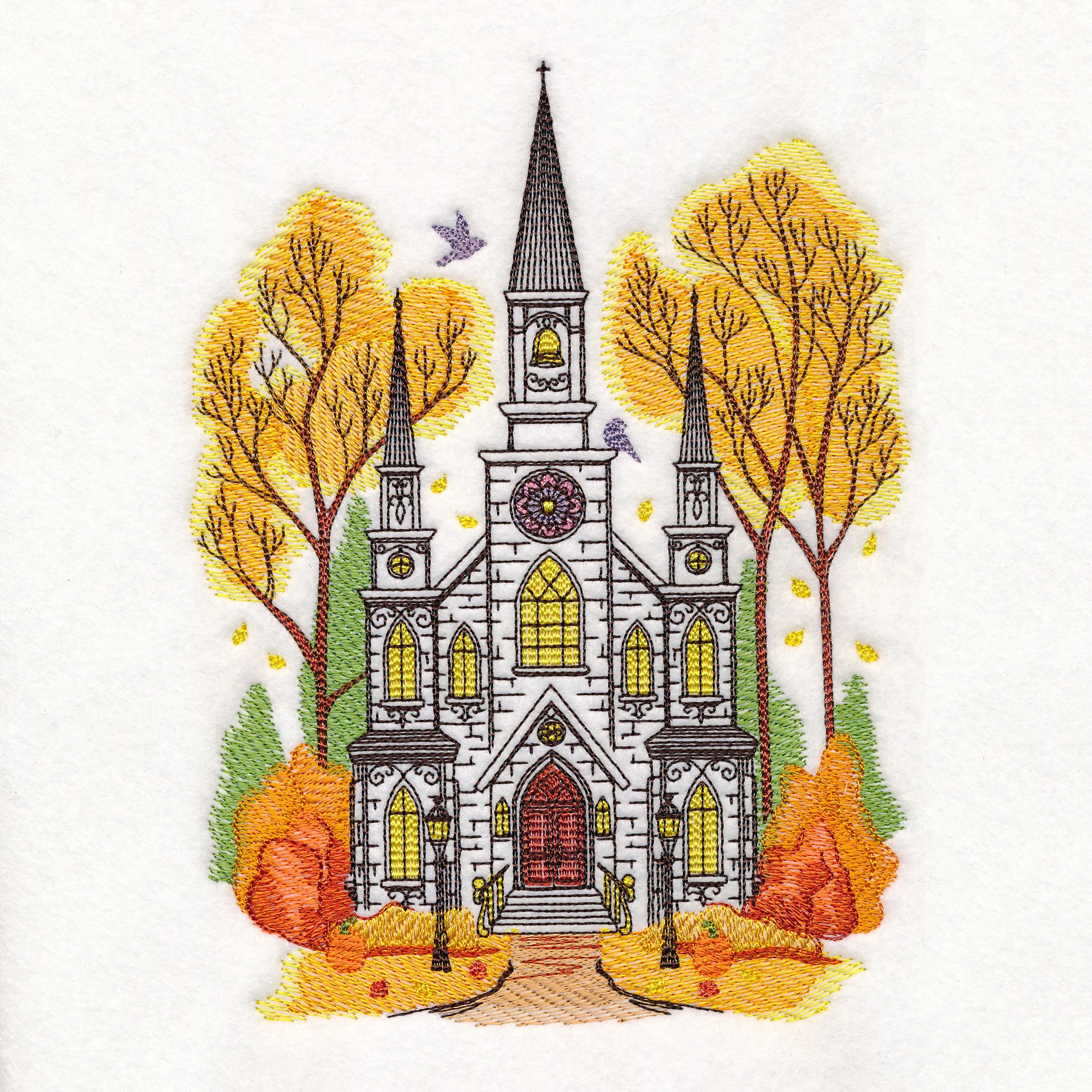 Classic Fall Church Scene - Image 4