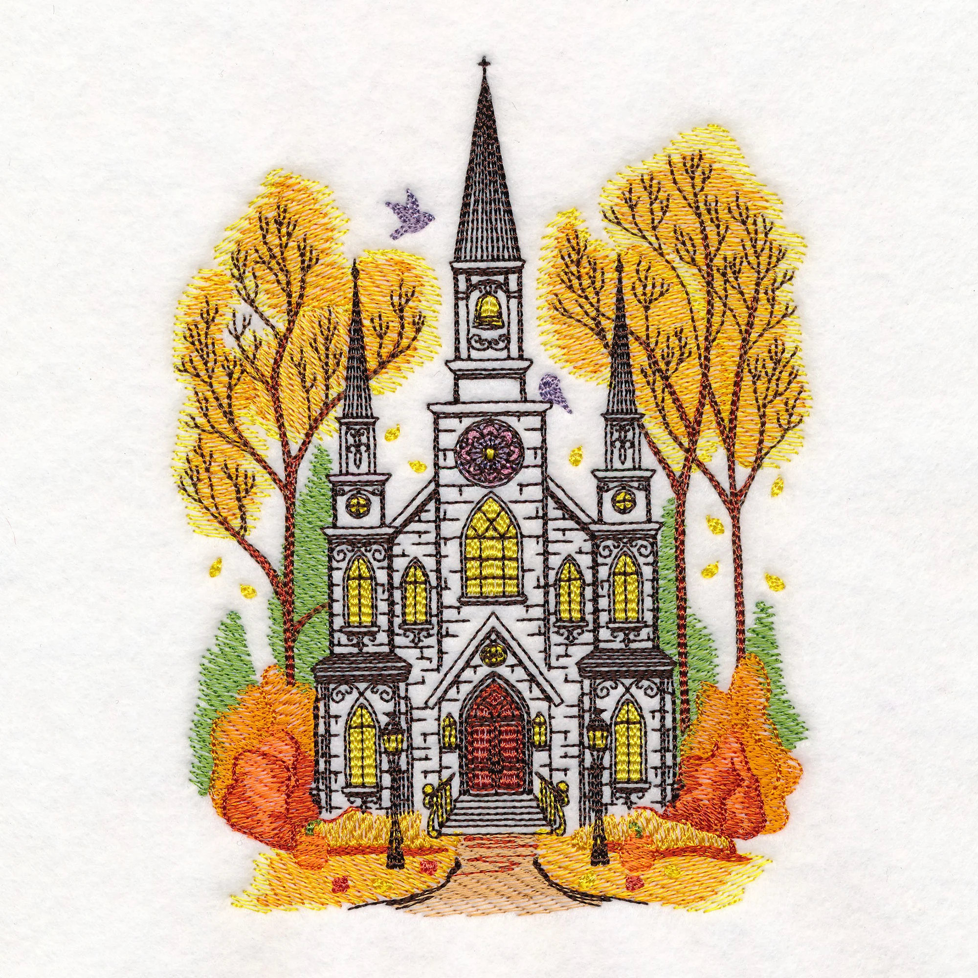 Classic Fall Church Scene - Image 5