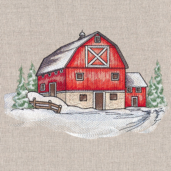 Classic Snowy Barn Scene - Image 2