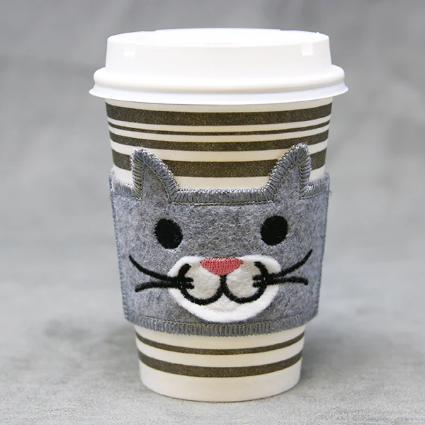 Coffee Cup Cozy - Cat (In-the-Hoop) - Image 4