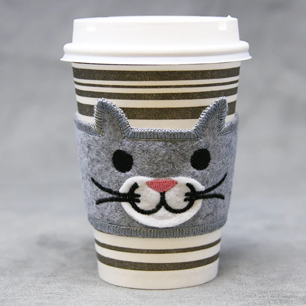 Coffee Cup Cozy - Cat (In-the-Hoop) - Image 7