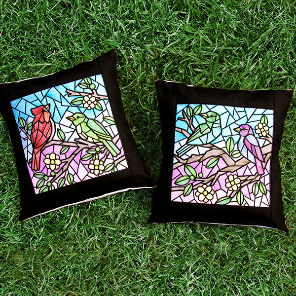 Colorful Birds Stained Glass Square 2 - Image 4