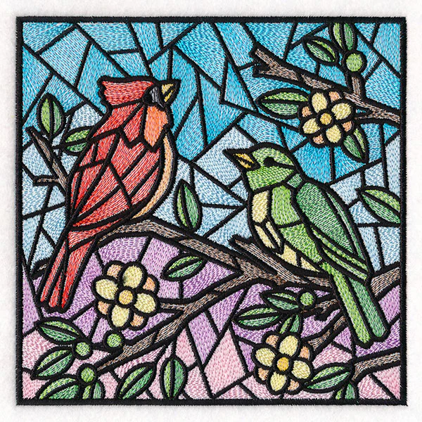 Colorful Birds Stained Glass Square 2 - Image 5