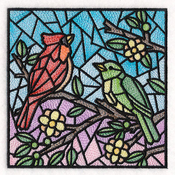 Colorful Birds Stained Glass Square 2 - Image 7