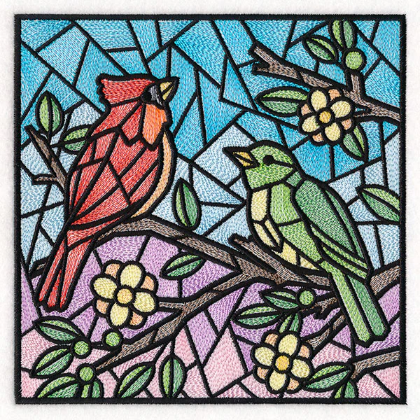 Colorful Birds Stained Glass Square 2 - Image 9