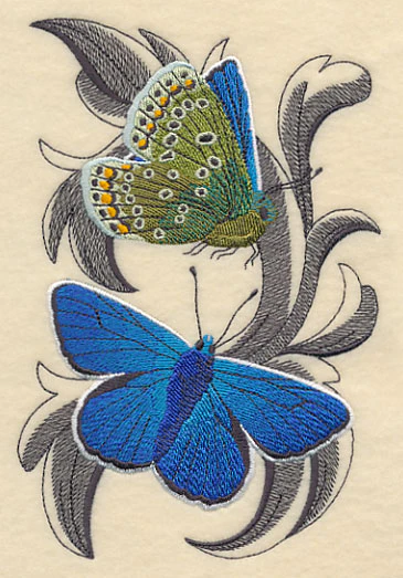 Common Blue Butterflies with Baroque Background - Image 4