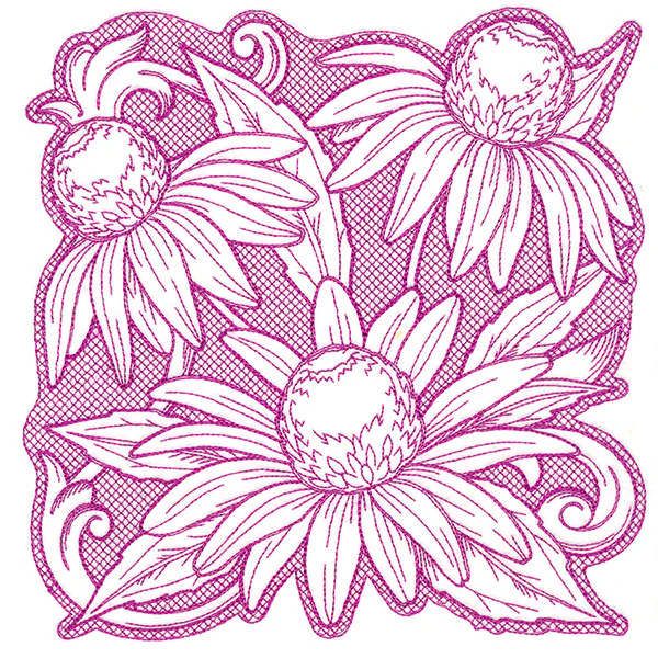 Coneflowers in Autumn Square (Trapunto) - Image 9