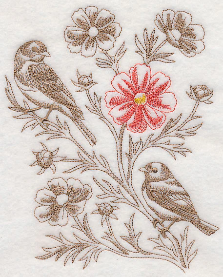 Cosmos and Eastern Bluebird (Toile) - Image 2