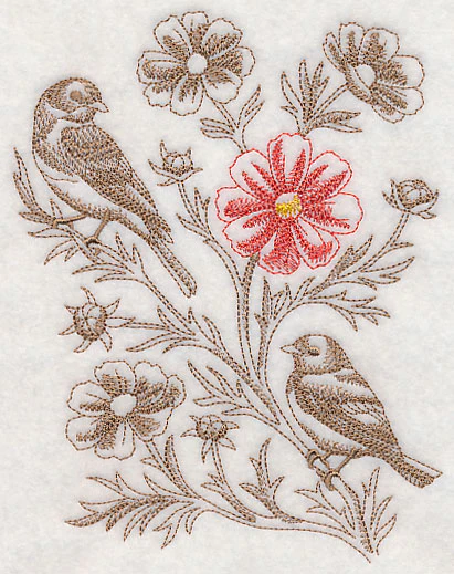 Cosmos and Eastern Bluebird (Toile) - Image 3