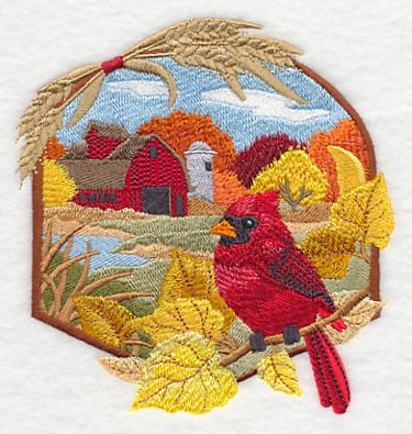 Country Autumn - Cardinal and Barn - Image 3