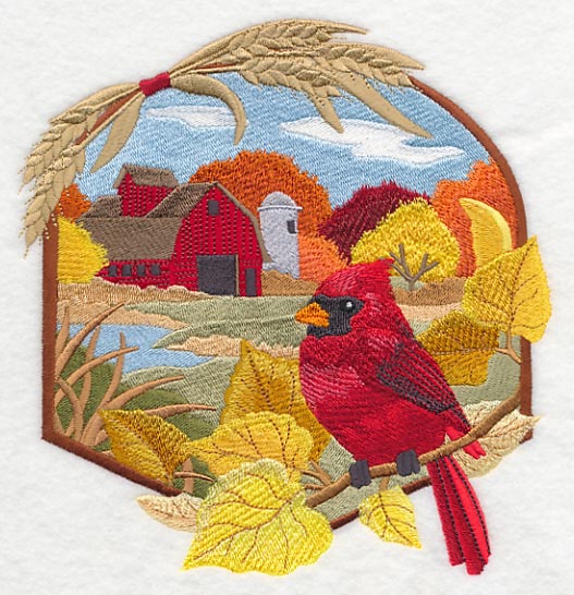 Country Autumn - Cardinal and Barn - Image 4
