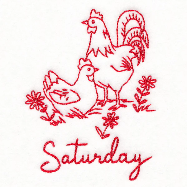 Country Chicken on Saturday (Redwork) - Image 2