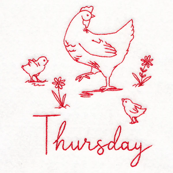 Country Chicken on Thursday (Redwork) - Image 3