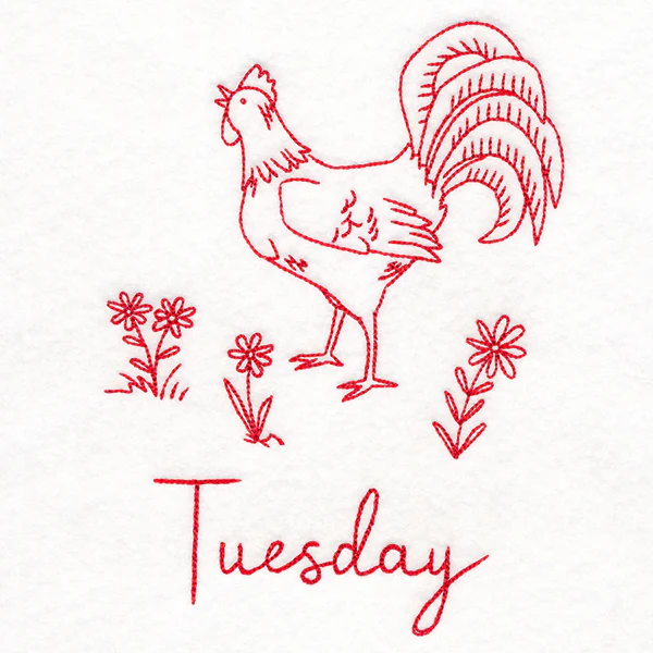 Country Chicken on Tuesday (Redwork) - Image 3