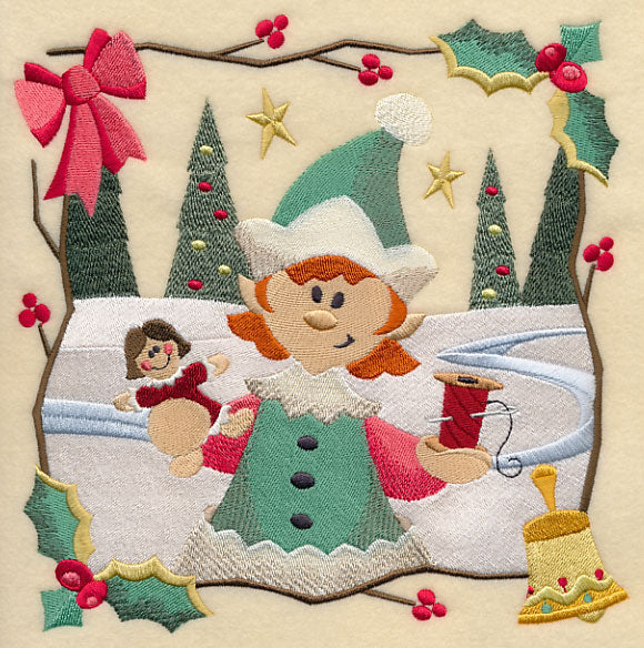 Country Christmas Square - Girl Elf - Image 3