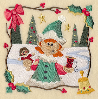 Country Christmas Square - Girl Elf - Image 4