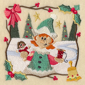 Country Christmas Square - Girl Elf - Image 5