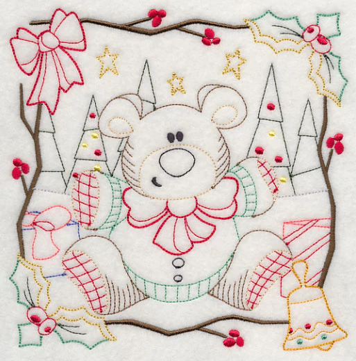 Country Christmas Square - Teddy Bear (Vintage) - Image 2
