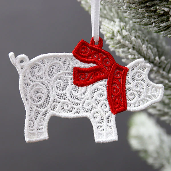 Country Christmas Treasures - Pig (Lace) - Image 2
