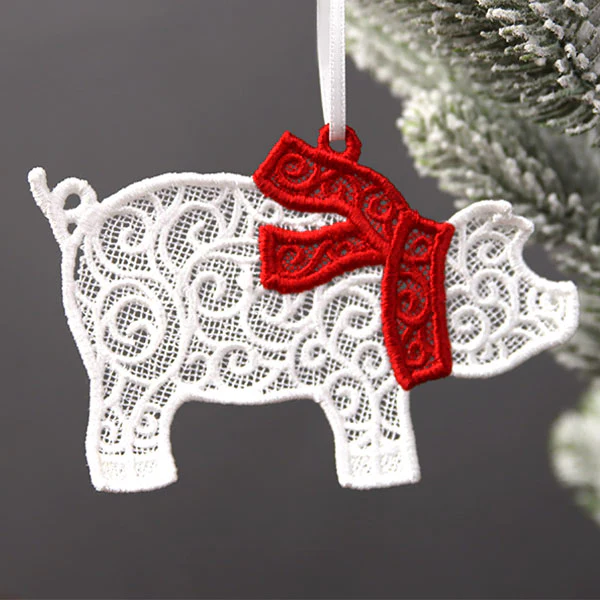 Country Christmas Treasures - Pig (Lace) - Image 3