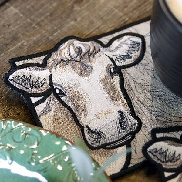 Country Farm Cow Mug Rug (In-the-Hoop) - Image 3