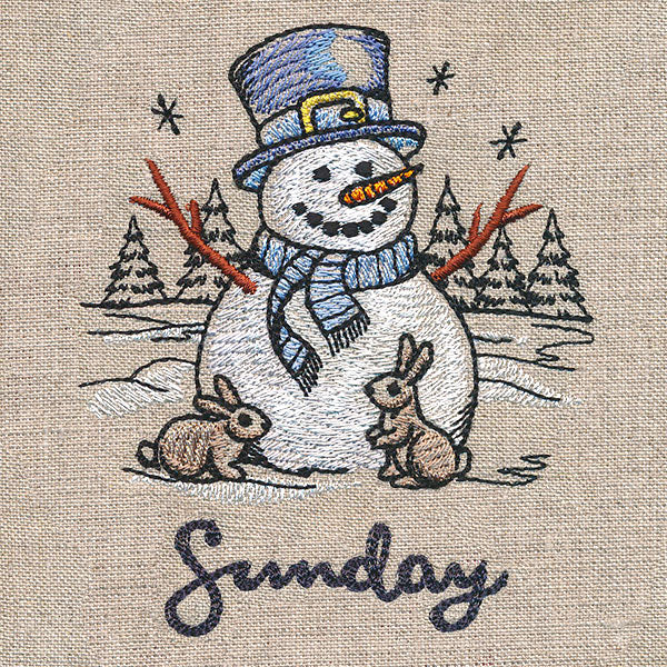 Country Snowman and Bunnies on Sunday - Image 3