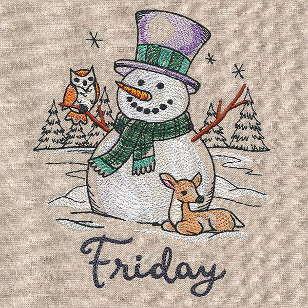 Country Snowman and Deer on Friday - Image 3