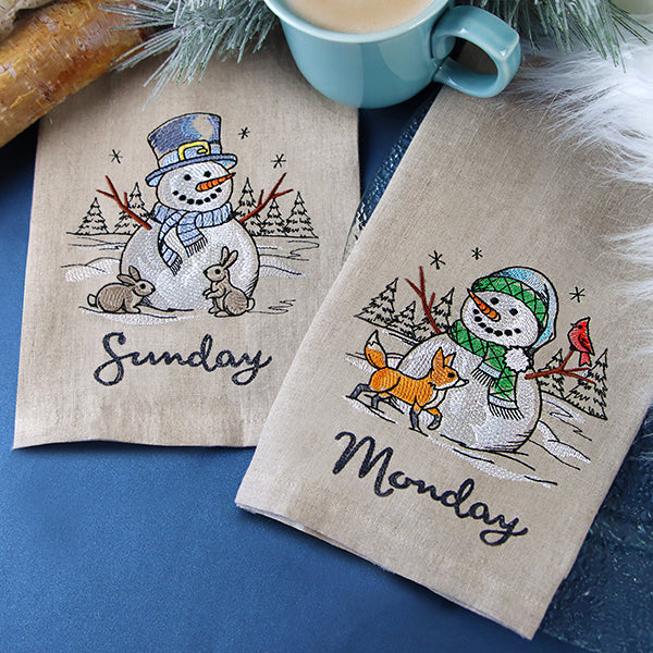 Country Snowman and Fox on Monday - Image 6