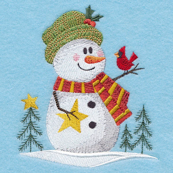 Country Snowman with Cardinal - Image 2